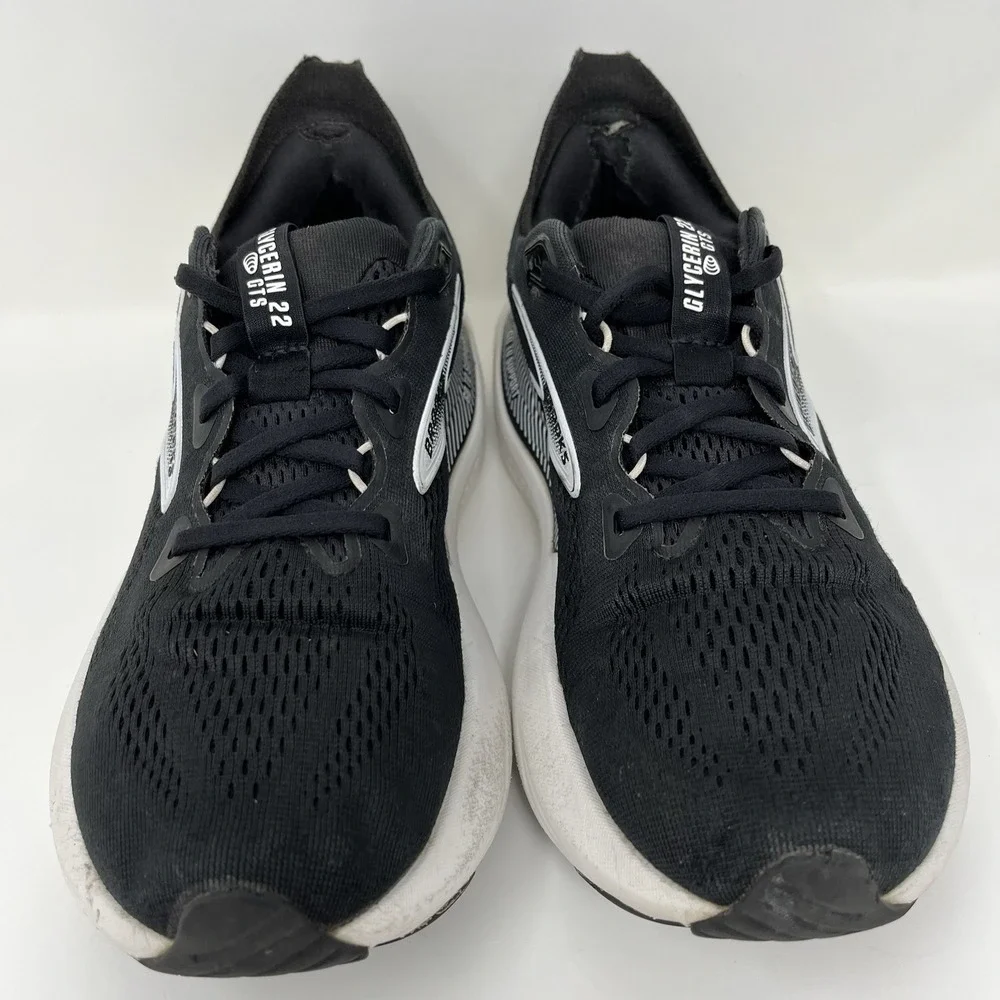 Brooks Glycerin GTS 22 Womens Size 8 Black White Road Running Shoes 1204351B090